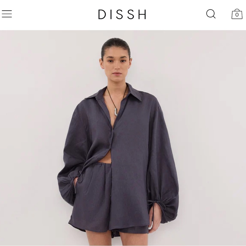 Dissh Carls Washed Linen Oversized Blouse Indigo